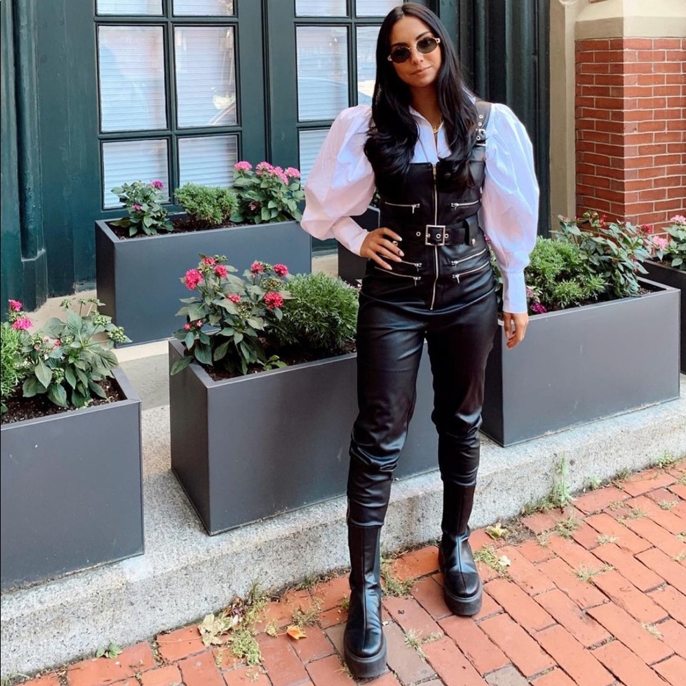 WeWoreWhat Vegan Leather Overalls - Picture 2 of 14